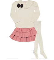  Milon комплект: кофточка из хлопка, клетчатая юбка и колготки